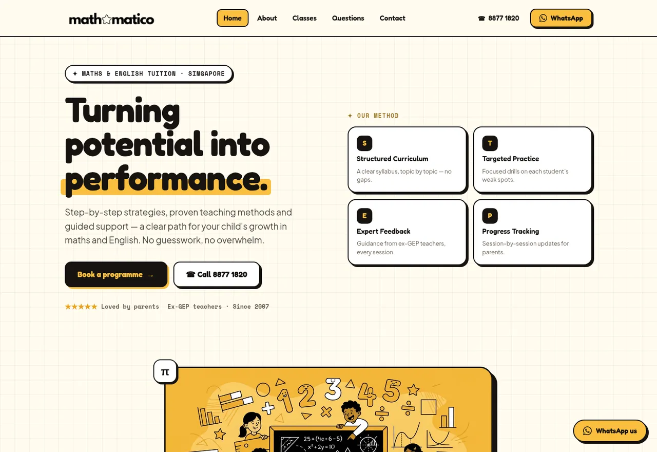 Mathmatico Learning Centre home page